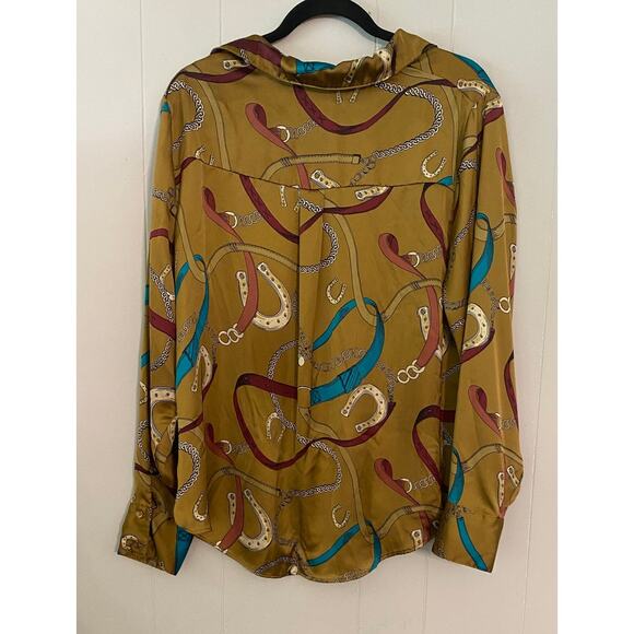 Cato Equestrian Western Silky Button-Down Long‎ Sleeve Collared Blouse XL - Picture 7 of 12